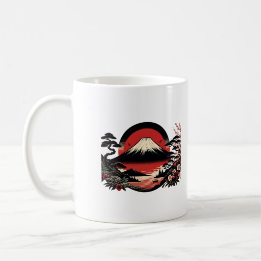 Japanse Sakura Tuin Kersenbloesem Mount Fuji Koffiemok (Links)