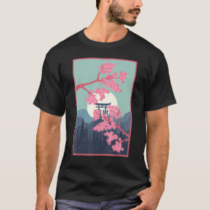 Japanse Sakura Zonsondergang Roze Bloem Bloemige K T-shirt
