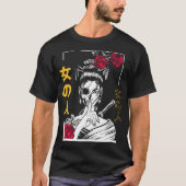 Japanse Samoerai Bloemenstrijder Geisha Vrouw Toky T-shirt (Voorkant)