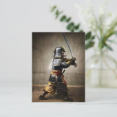 Japanse samoerai in pantser met Katana Briefkaart (Staand voorkant)