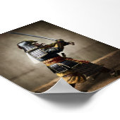 Japanse samoerai in pantser met Katana Poster (Hoek)