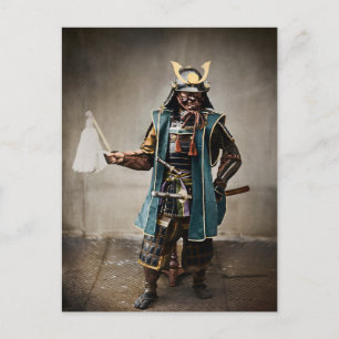 Japanse samoerai in pantsercommandant briefkaart