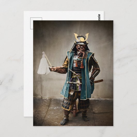 Japanse samoerai in pantsercommandant briefkaart (Voorkant / Achterkant)