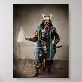 Japanse samoerai in pantsercommandant poster