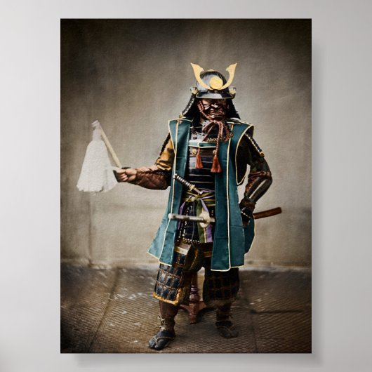 Japanse samoerai in pantsercommandant poster (Voorkant)