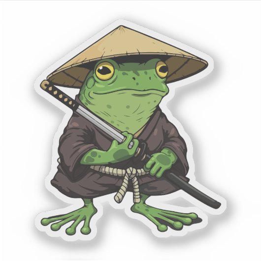 Japanse samoerai kikker sticker (Voorkant)