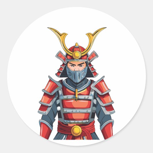Japanse samoerai ronde sticker (Voorkant)