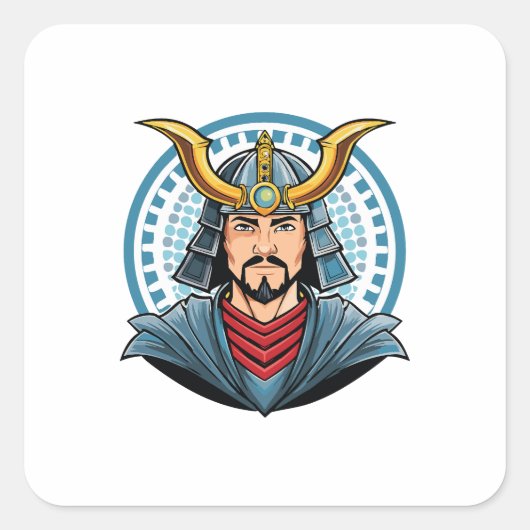 Japanse samoerai vierkante sticker (Voorkant)