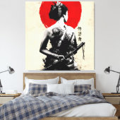 Japanse Samurai Abstract Verretched Canvas afdrukk (Insitu (Slaapkamer))