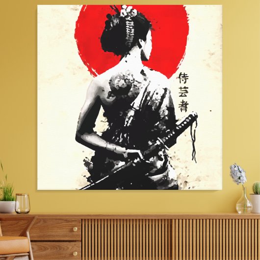 Japanse Samurai Abstract Verretched Canvas afdrukk (Insitu (Woonkamer))