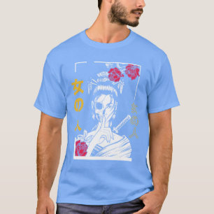 Japanse Samurai Bloemenkrijger Geisha Vrouw grappi T-shirt