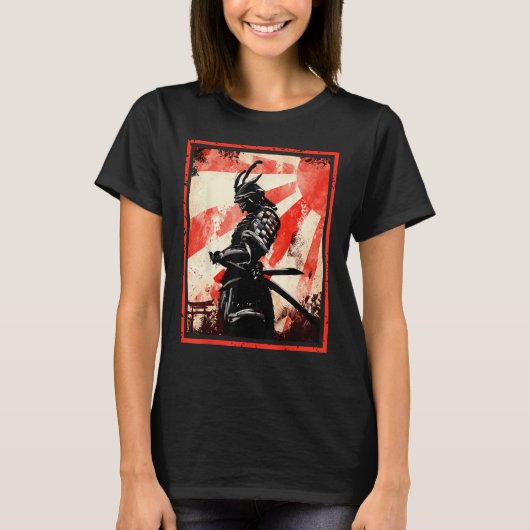 Japanse Samurai Bushido Ronin Rising Sun Katana S T-shirt (Voorkant)