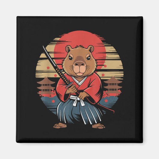 Japanse Samurai Capybara Magneet (Voorkant)