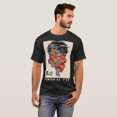 Japanse Samurai Cat Cat Japan stijl T-shirt (Voorkant volledig)