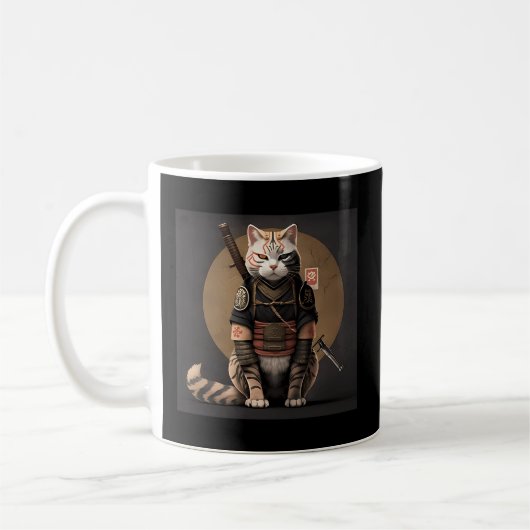 Japanse Samurai Cat Koffiemok (Links)