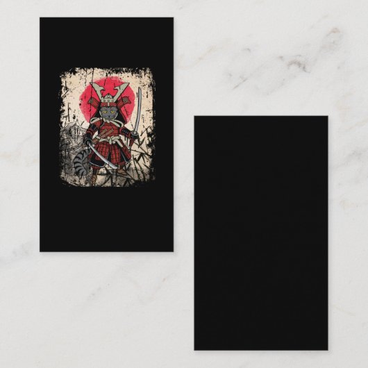 Japanse Samurai Cat Sword Fighter Visitekaartje (Voorkant / Achterkant)