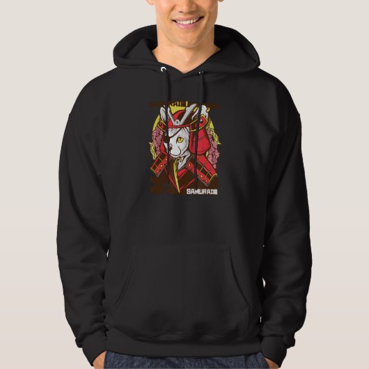 Japanse Samurai Cat Warrior Eye patch in Traditio Hoodie (Voorkant)