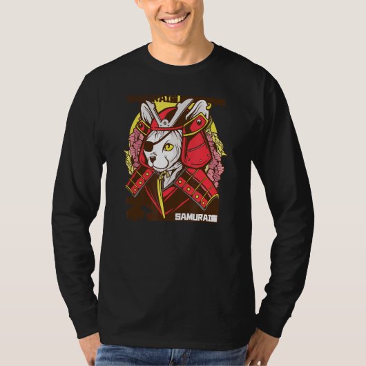 Japanse Samurai Cat Warrior Eye patch in Traditio T-shirt (Voorkant)