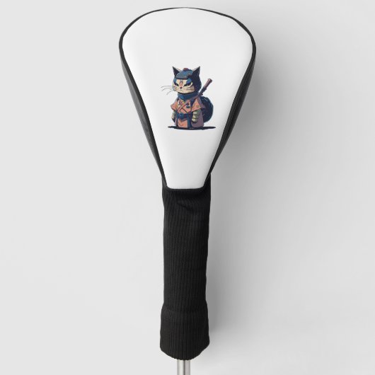Japanse samurai catana kat kunst - voor iemand die golfheadcover (Voorkant)