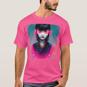 Japanse Samurai Cyberpunk Mage Bushido Girl Anime T-shirt