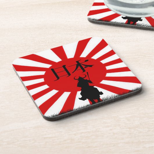 Japanse Samurai en vlag van Japanse Drinkkust Drankjes Onderzetter (Linkerzijde)