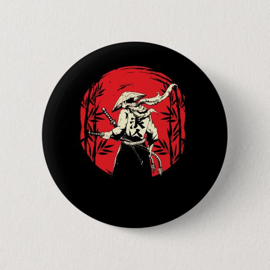 Japanse Samurai Fighter Warrior Japan Szwaardmanne Ronde Button 5,7 Cm (Voorkant)