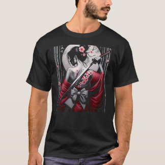 Japanse Samurai Floral Warrior Geisha Woman Tokyo T-shirt