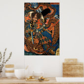 Japanse Samurai-gevechtspython Poster (Keuken)