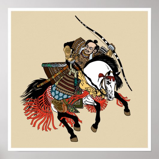 Japanse samurai horseman poster (Voorkant)