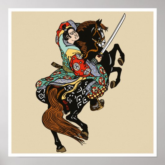 Japanse samurai horseman poster (Voorkant)