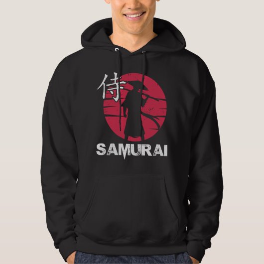 Japanse Samurai in Pet Bushido Rising Sun Hoodie (Voorkant)