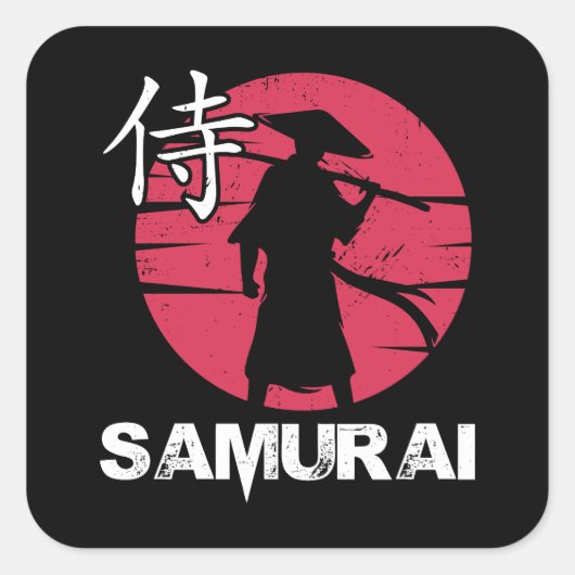 Japanse Samurai in Pet Bushido Rising Sun  Vierkante Sticker (Voorkant)