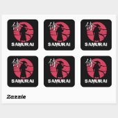 Japanse Samurai in Pet Bushido Rising Sun  Vierkante Sticker (Vel)