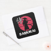 Japanse Samurai in Pet Bushido Rising Sun  Vierkante Sticker (Envelop)