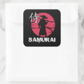 Japanse Samurai in Pet Bushido Rising Sun  Vierkante Sticker (Tas)