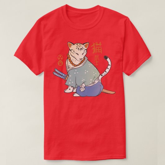 Japanse samurai kat (2) t-shirt (Design voorkant)