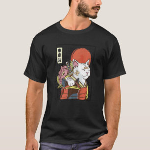 Japanse Samurai Kat Japan Esthetisch Zon Vlag Japa T-shirt