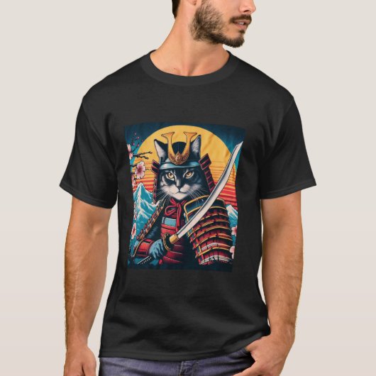 Japanse Samurai Kat Ninja Kat 1 T-shirt (Voorkant)