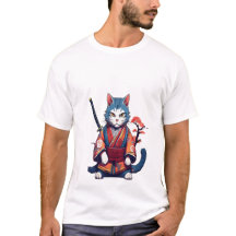 Japanse Samurai Kat Ninja Krijger T-Shirt