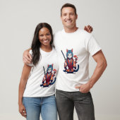 Japanse Samurai Kat Ninja Krijger T-Shirt (Unisex)