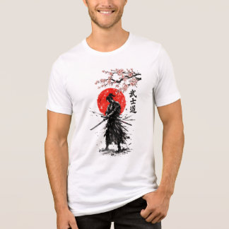 Japanse Samurai Kersenbloesem Zon Grafisch T-shirt