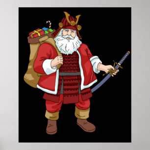 Japanse Samurai-kerstman kerstman Santa Claus Poster