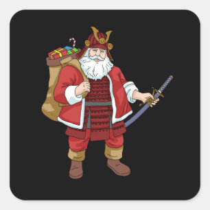 Japanse Samurai-kerstman kerstman Santa Claus Vierkante Sticker