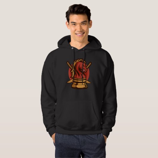 Japanse Samurai Knight Chess Knight Warrior Hoodie (Voorkant volledig)