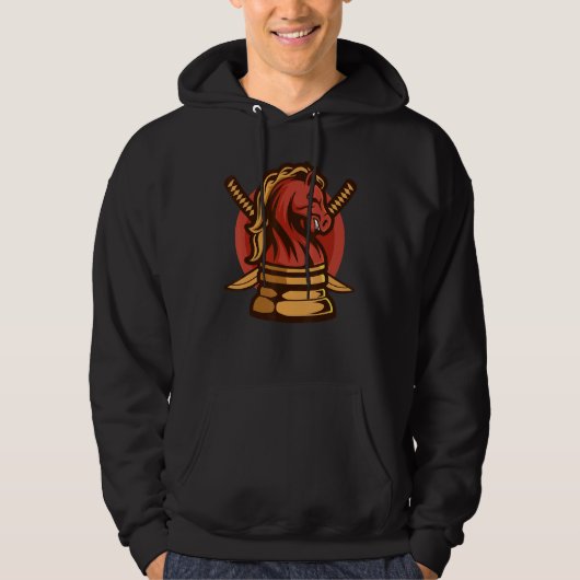 Japanse Samurai Knight Chess Knight Warrior Hoodie (Voorkant)