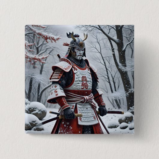 Japanse Samurai-knop Vierkante Button 5,1 Cm (Voorkant)
