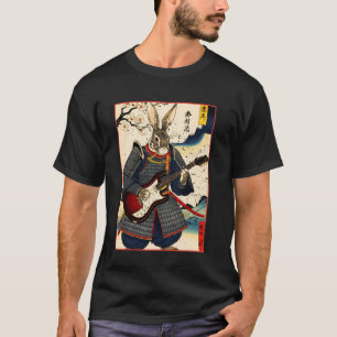 Japanse Samurai Konijn Speelt Elektrische Gitaar U T-shirt
