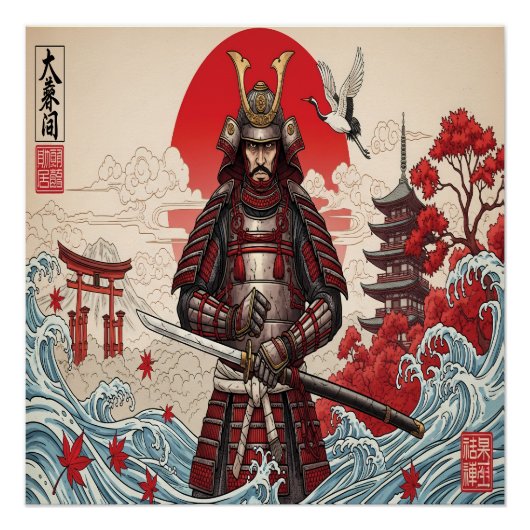Japanse Samurai Krijger Perfect Poster (Voorkant)