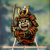 Japanse Samurai Krijger Rode Pantser Cartoon Kunst Acryl Bord (Neutraal)