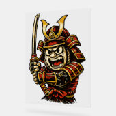 Japanse Samurai Krijger Rode Pantser Cartoon Kunst Acryl Bord (Hoek)